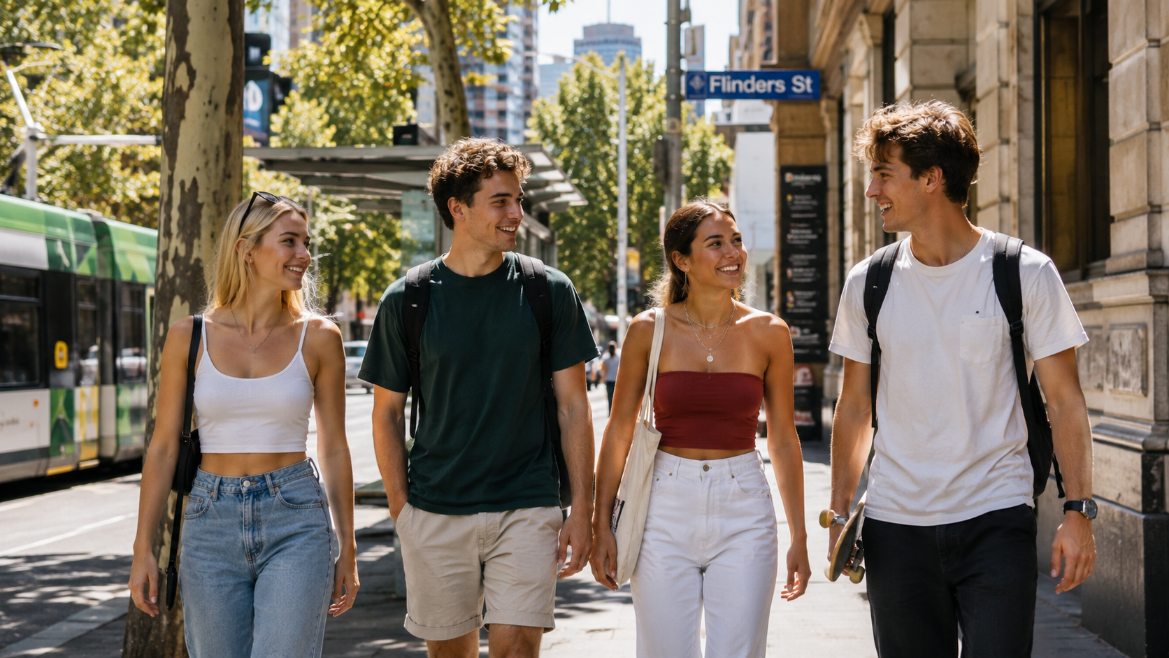 Group of young Australians smiling together